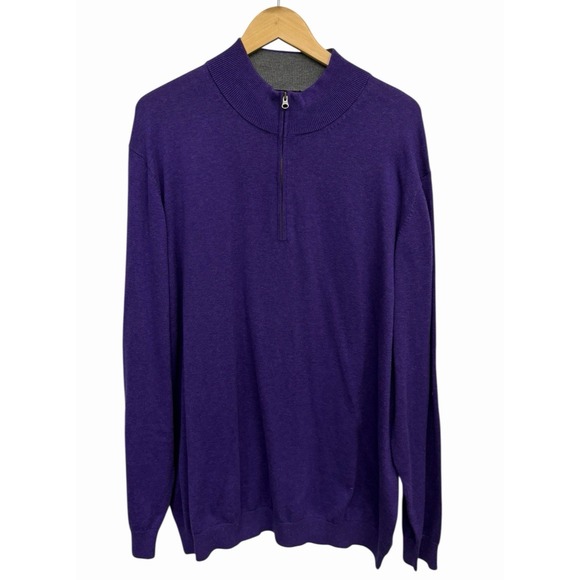 Paul Fredrick Other - Paul Frederick 1/4 Zip Sweater Pullover Supima Cotton Purple Mens 3XL Minimalist